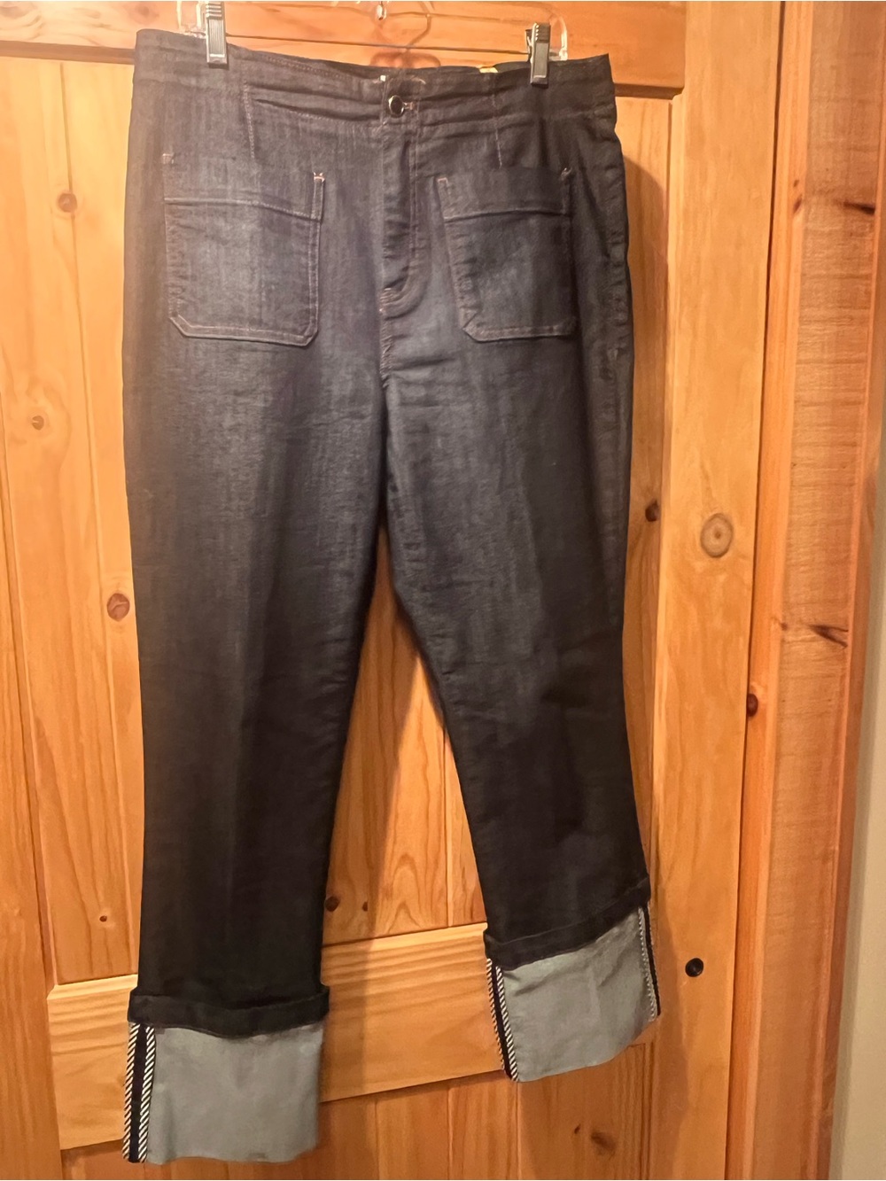 Maeve Dark Wash Cropped Hem Denim Pants (Size 33 Tall / US 12/14)